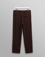 wax london men's Aubyn - Dark Brown Wool Blend Twill Pleated Trousers