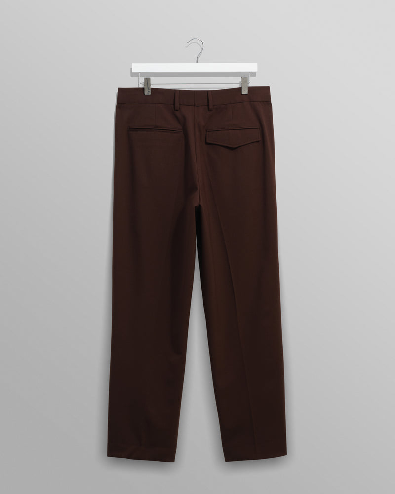 wax london men's Aubyn - Dark Brown Wool Blend Twill Pleated Trousers