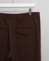 wax london men's Aubyn - Dark Brown Wool Blend Twill Pleated Trousers