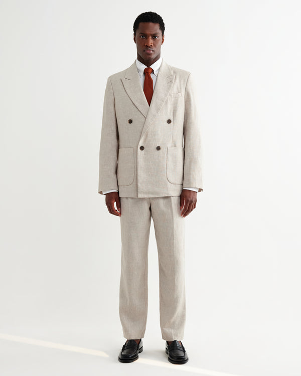 wax london men's Aubyn - Natural Linen Loose Fit Trousers