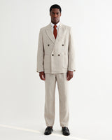 wax london men's Aubyn - Natural Linen Loose Fit Trousers