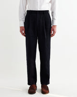 wax london men's Aubyn - Navy Linen Loose Fit Trousers