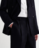 wax london men's Aubyn - Navy Linen Loose Fit Trousers