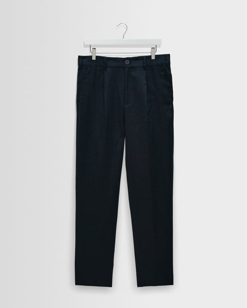 Aubyn - Navy Linen Loose Fit Trousers