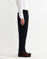 wax london men's Aubyn - Navy Linen Loose Fit Trousers