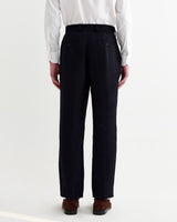 wax london men's Aubyn - Navy Linen Loose Fit Trousers
