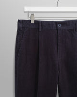 wax london men's Aubyn - Navy Soft Corduroy Pleated Trousers
