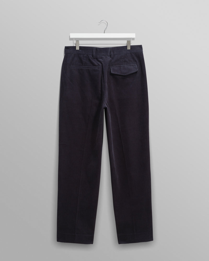 wax london men's Aubyn - Navy Soft Corduroy Pleated Trousers