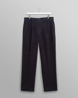 wax london men's Aubyn - Navy Soft Corduroy Pleated Trousers