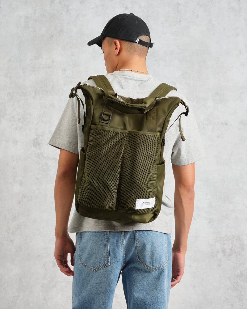 wax london AY Studios - Army Green Water-Resistant Backpack