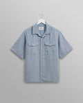 Bartlett - Blue Two-Tone Linen Short-Sleeve Shirt