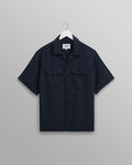Bartlett - Navy Two-Tone Linen Short-Sleeve Shirt