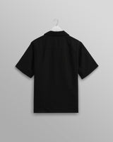 wax london Bartlett - Washed Black Linen Short-Sleeve Shirt