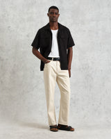 wax london Bartlett - Washed Black Linen Short-Sleeve Shirt