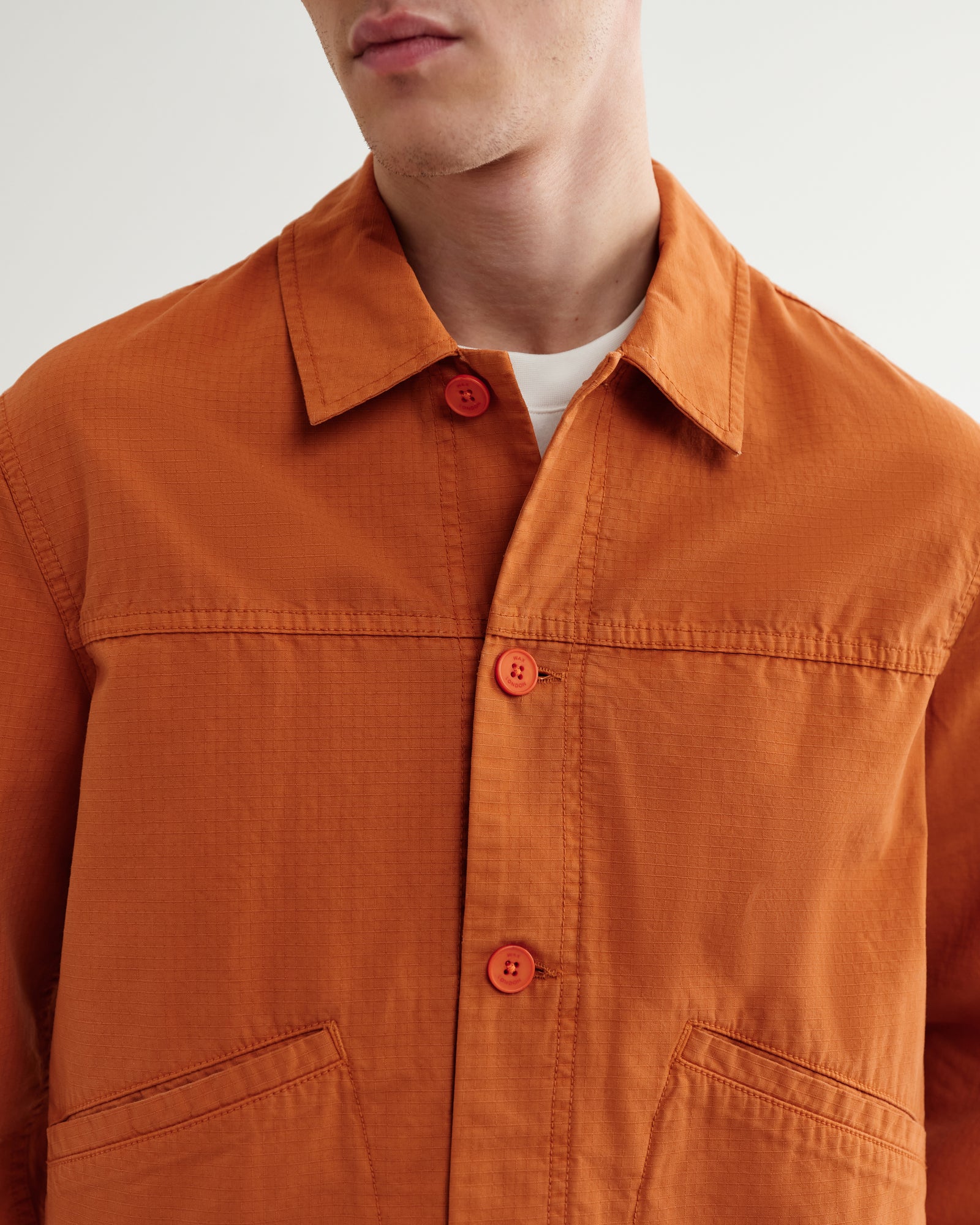 Men's Orange Organic Cotton Ripstop Jacket | Wax London
