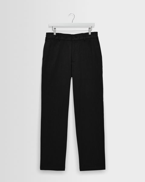 Bayham - Black Linen-Cotton Relaxed Fit Trousers