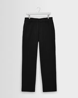 wax london men's Bayham - Black Linen-Cotton Relaxed Fit Trousers