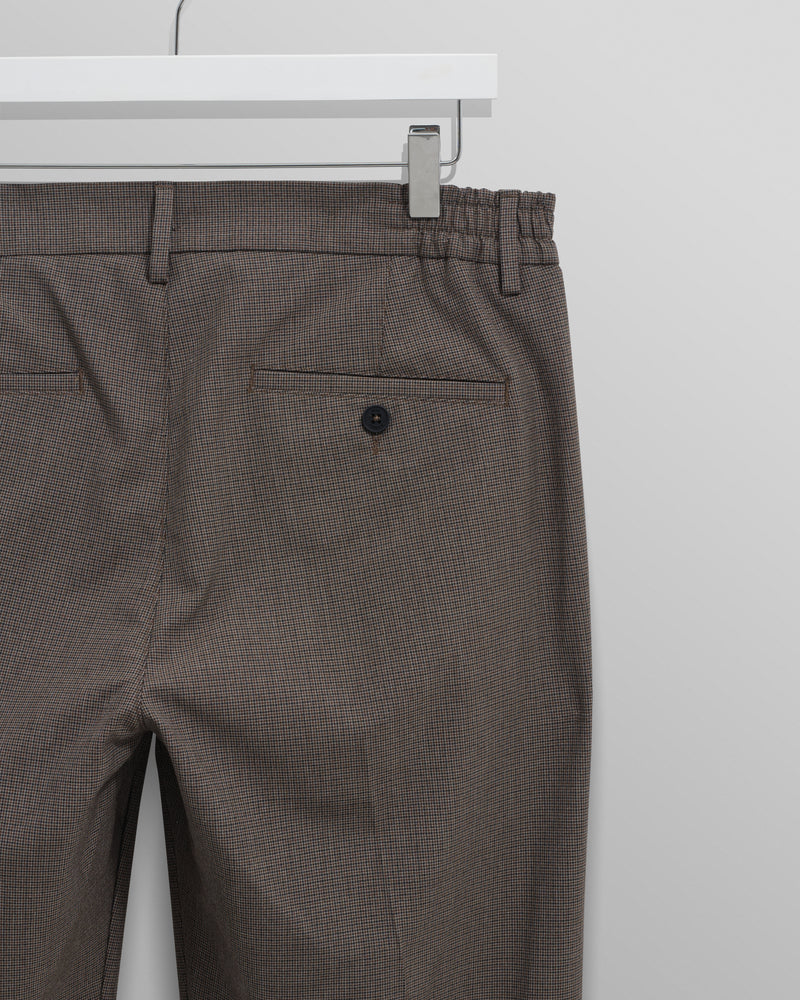 wax london men's Bayham - Brown Micro Puppytooth Trousers