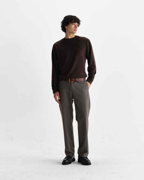 wax london men's Bayham - Brown Micro Puppytooth Trousers