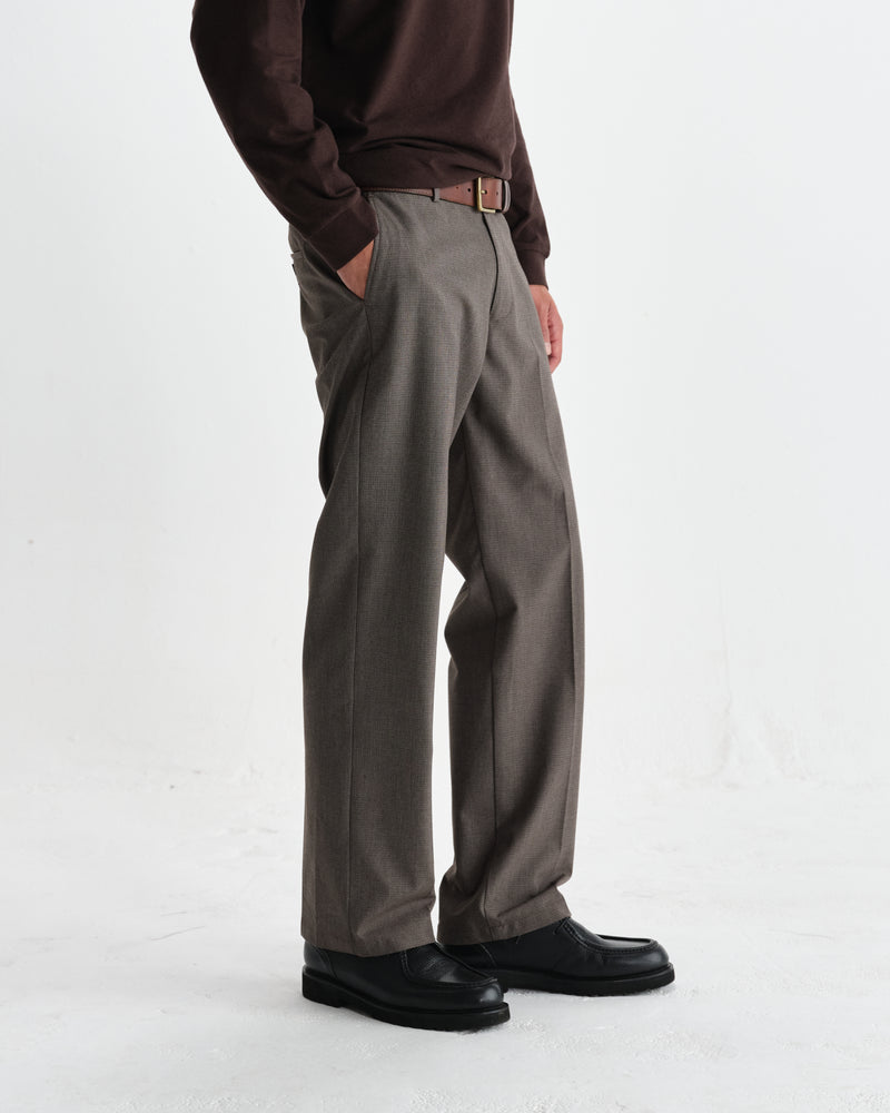 wax london men's Bayham - Brown Micro Puppytooth Trousers