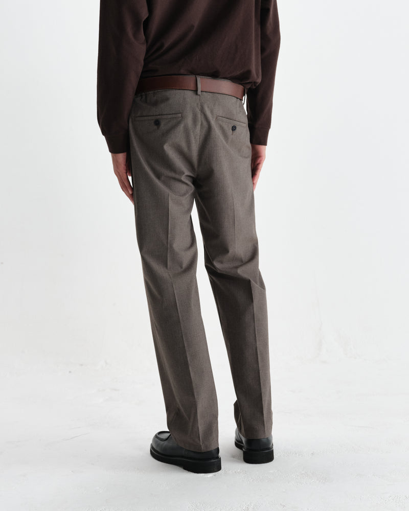 wax london men's Bayham - Brown Micro Puppytooth Trousers