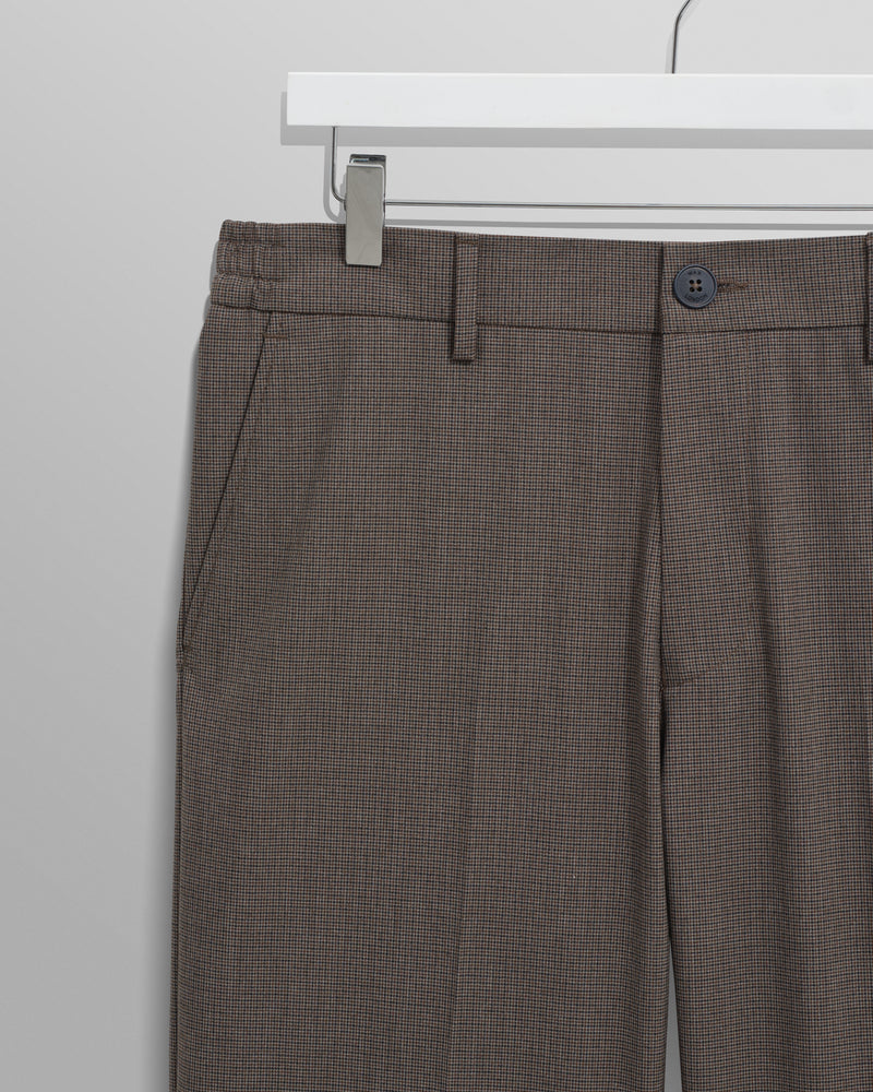wax london men's Bayham - Brown Micro Puppytooth Trousers