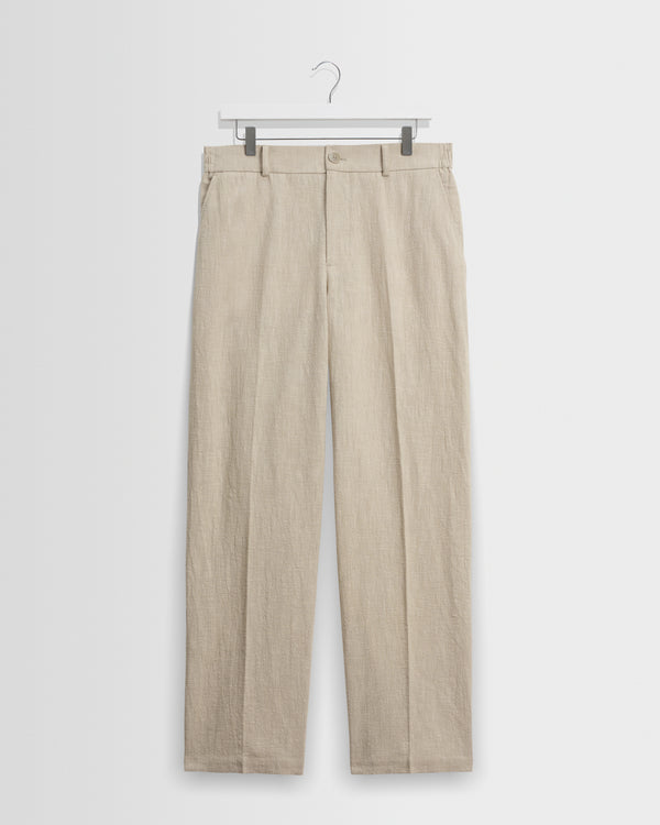 wax london men's Bayham - Natural Linen-Cotton Relaxed Fit Trousers