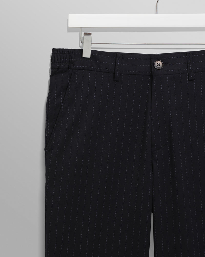 wax london men's Bayham - Navy Wool Blend Pinstripe Trousers