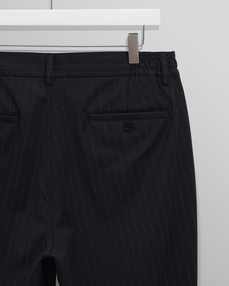 wax london men's Bayham - Navy Wool Blend Pinstripe Trousers