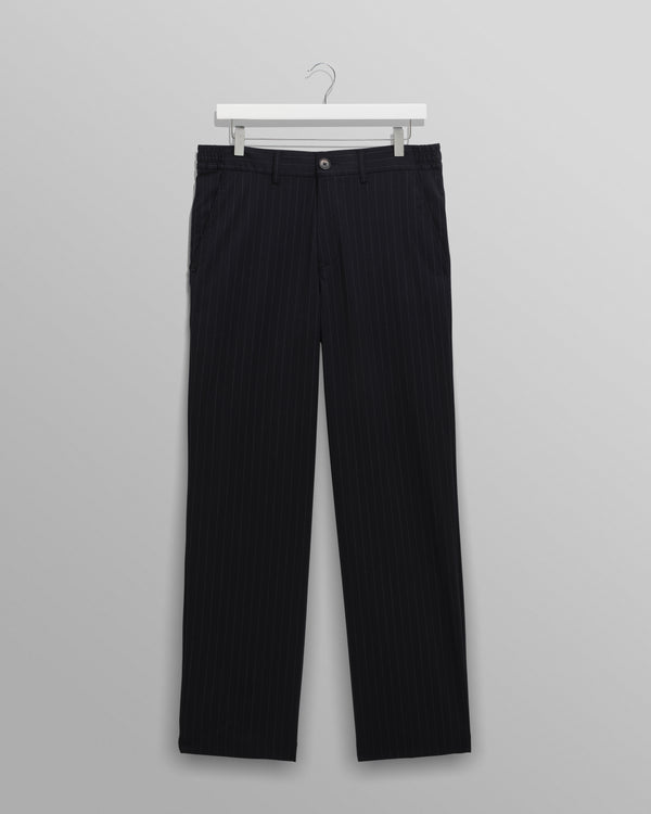 wax london men's Bayham - Navy Wool Blend Pinstripe Trousers