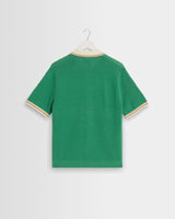 wax london men's Belle - Green Tipped Pointelle Polo Shirt