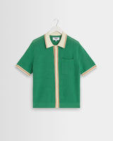 wax london men's Belle - Green Tipped Pointelle Polo Shirt