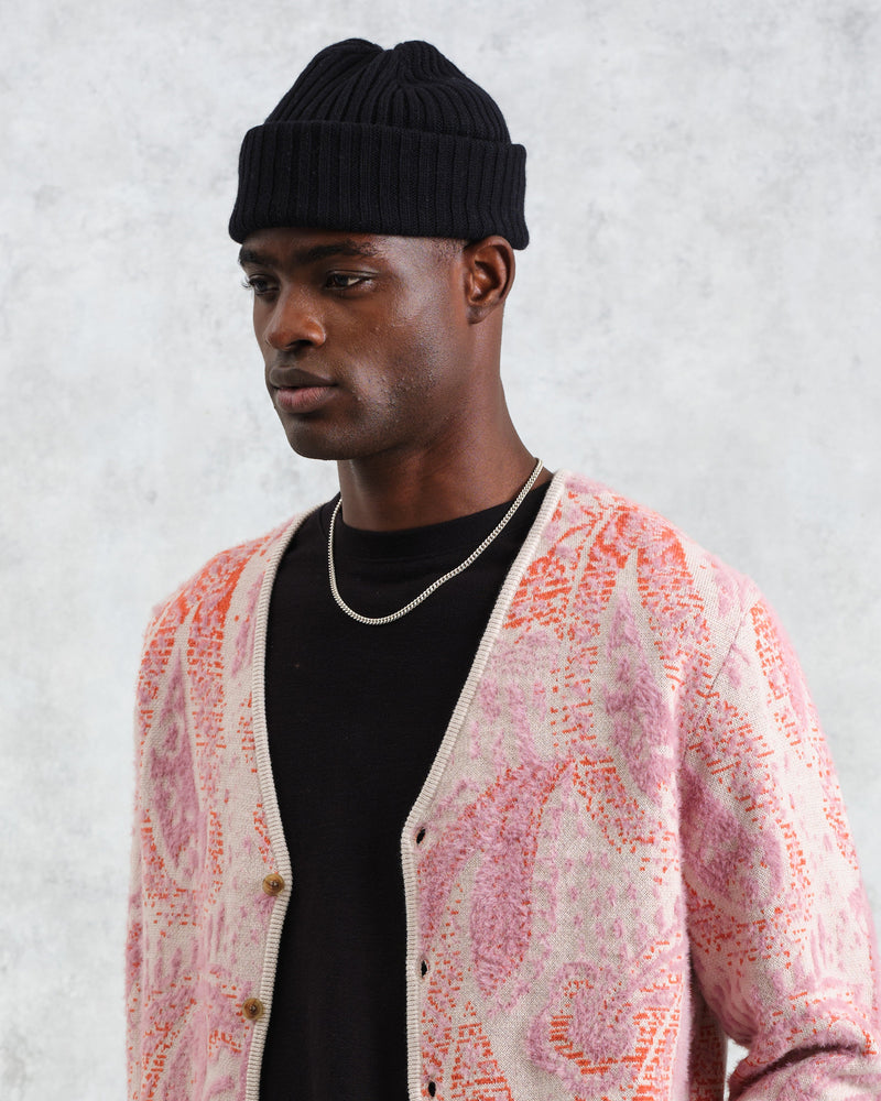 Belvoir Black Wool Fisherman Beanie Wax London