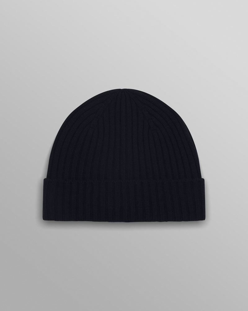 wax london Belvoir - Navy Wool Fisherman Beanie