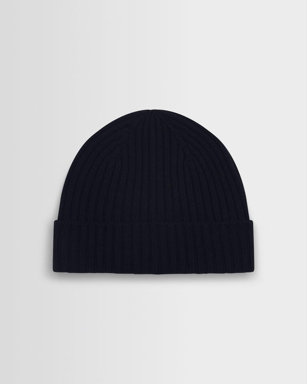 wax london men's Belvoir - Navy Wool Fisherman Beanie