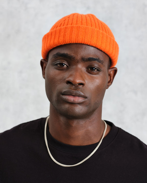 wax london men's Belvoir - Orange Wool Fisherman Beanie