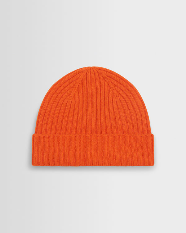 wax london men's Belvoir - Orange Wool Fisherman Beanie