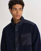 wax london men's Beven - Dark Navy Technical Fleece