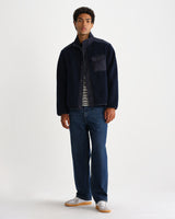 wax london men's Beven - Dark Navy Technical Fleece
