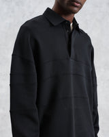 wax london Blen - Black Organic Cotton Rugby Shirt