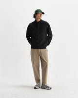wax london men's Blen - Black Organic Cotton Rugby Shirt
