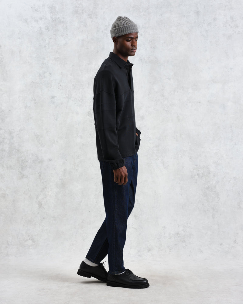 wax london Blen - Black Organic Cotton Rugby Shirt