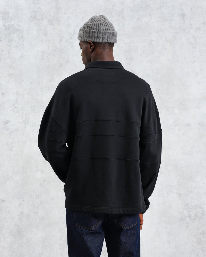 wax london Blen - Black Organic Cotton Rugby Shirt