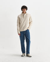 wax london men's Blen - Ecru Organic Cotton Rugby Shirt