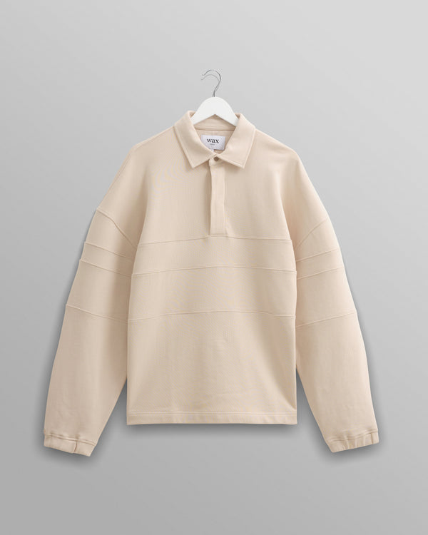 wax london Blen - Ecru Organic Cotton Rugby Shirt