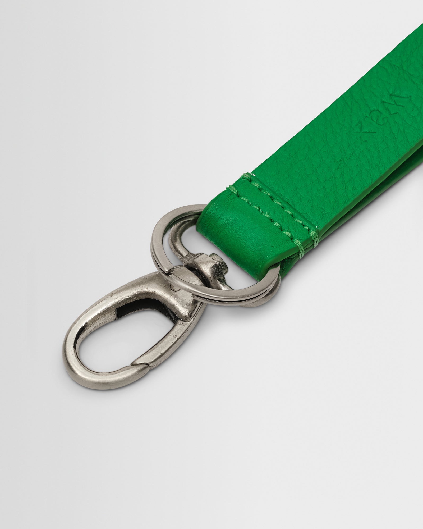 Men's Bright Green Grain Leather Keyring | Wax London