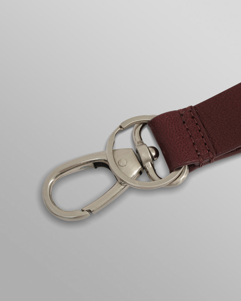 wax london men's Boston - Cherry Retro Grain Leather Keyring