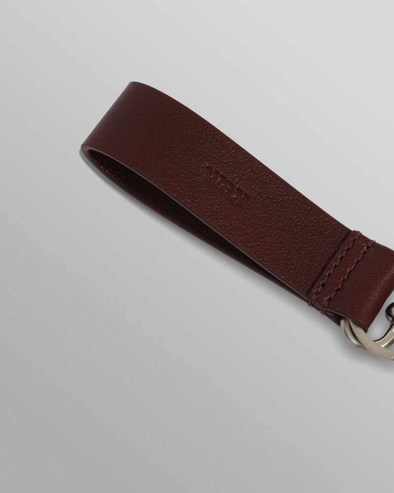 wax london men's Boston - Cherry Retro Grain Leather Keyring