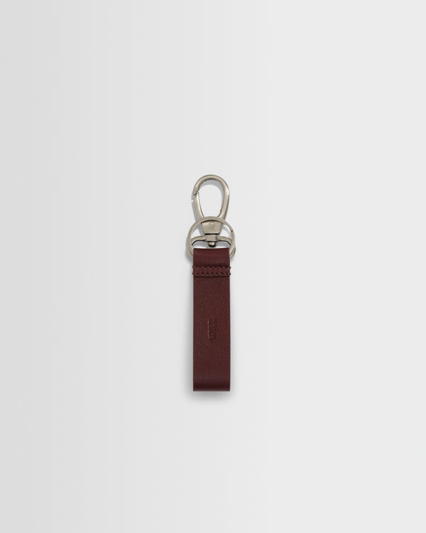 wax london men's Boston - Cherry Retro Grain Leather Keyring