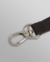 wax london men's Boston - Dark Brown Retro Grain Leather Keyring